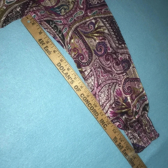 CHICO’S paisley print semi sheer long sleeve mock neck style lined size M/8P - Picture 11 of 11